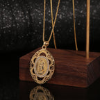 Collar de Fe Sagrada Ovalado de la Virgen de Guadalupe Estilo Moderno