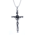 Collar de Fe Sagrada con Cruz Crucifijo de Jesús y Placa INRI Estilo Clásico