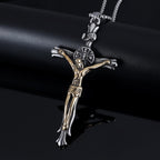 Collar de Fe Sagrada con Cruz Crucifijo de Jesús y Placa INRI Estilo Clásico