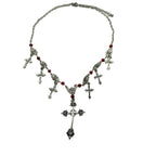 Collar de Fe Divina de Cruz con Cuentas Escarlata Estilo Moderno