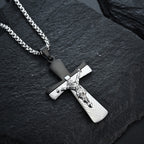 Collar de Acero Inoxidable de Fe Sagrada con Cruz Crucifijo de Jesús Estilo Moderno