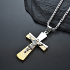 Collar de Acero Inoxidable de Fe Sagrada con Cruz Crucifijo de Jesús Estilo Moderno
