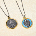 Collar con Dije de Fe Símbolo de Exorcismo de San Benito en 2 Colores Estilo Retro