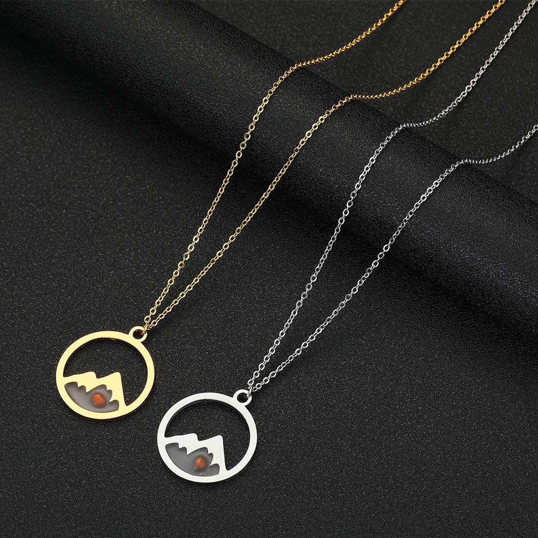 Collar con Dije de Fe Semilla de Mostaza y Montaña Estilo Moderno