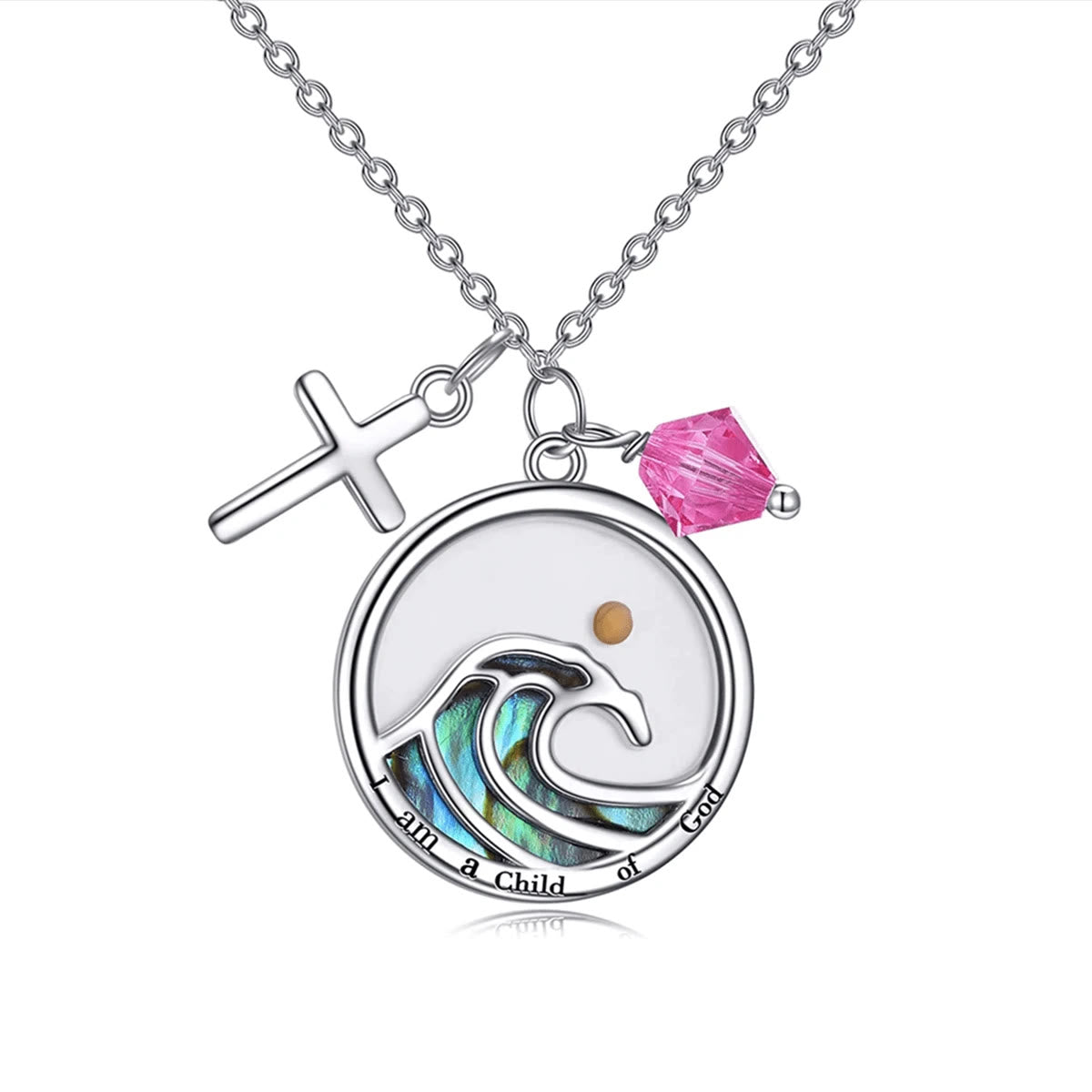 Collar con Dije de Fe Semilla de Mostaza y Cruz Ondulada Estilo Clásico