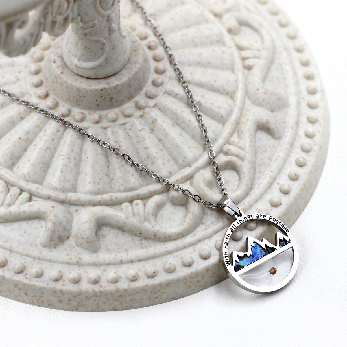 Classic Style Mustard Seed With Faith All Things Are Possible Pendant