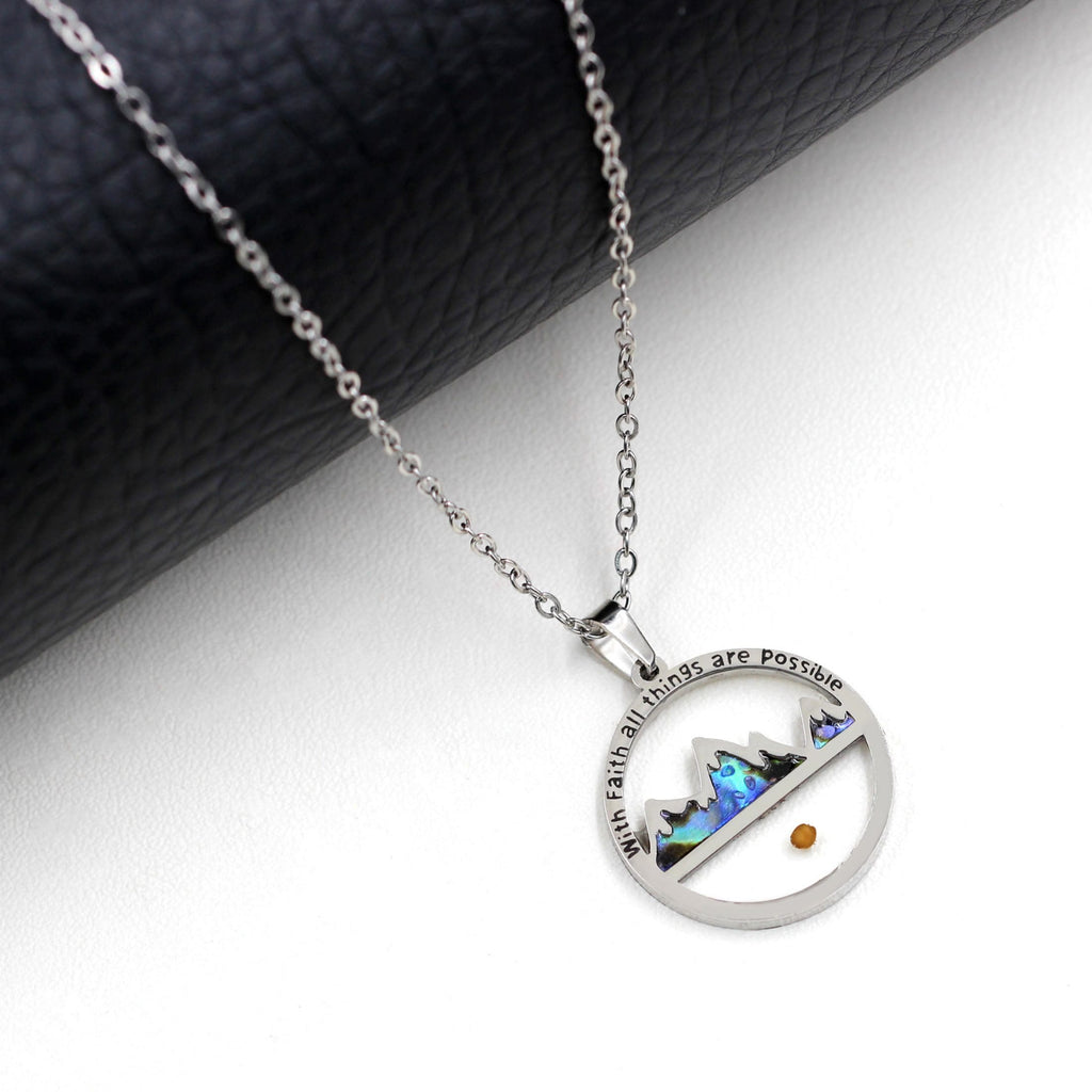 Collar con Dije Semilla de Mostaza "Con Fe Todo es Posible" Estilo Clásico