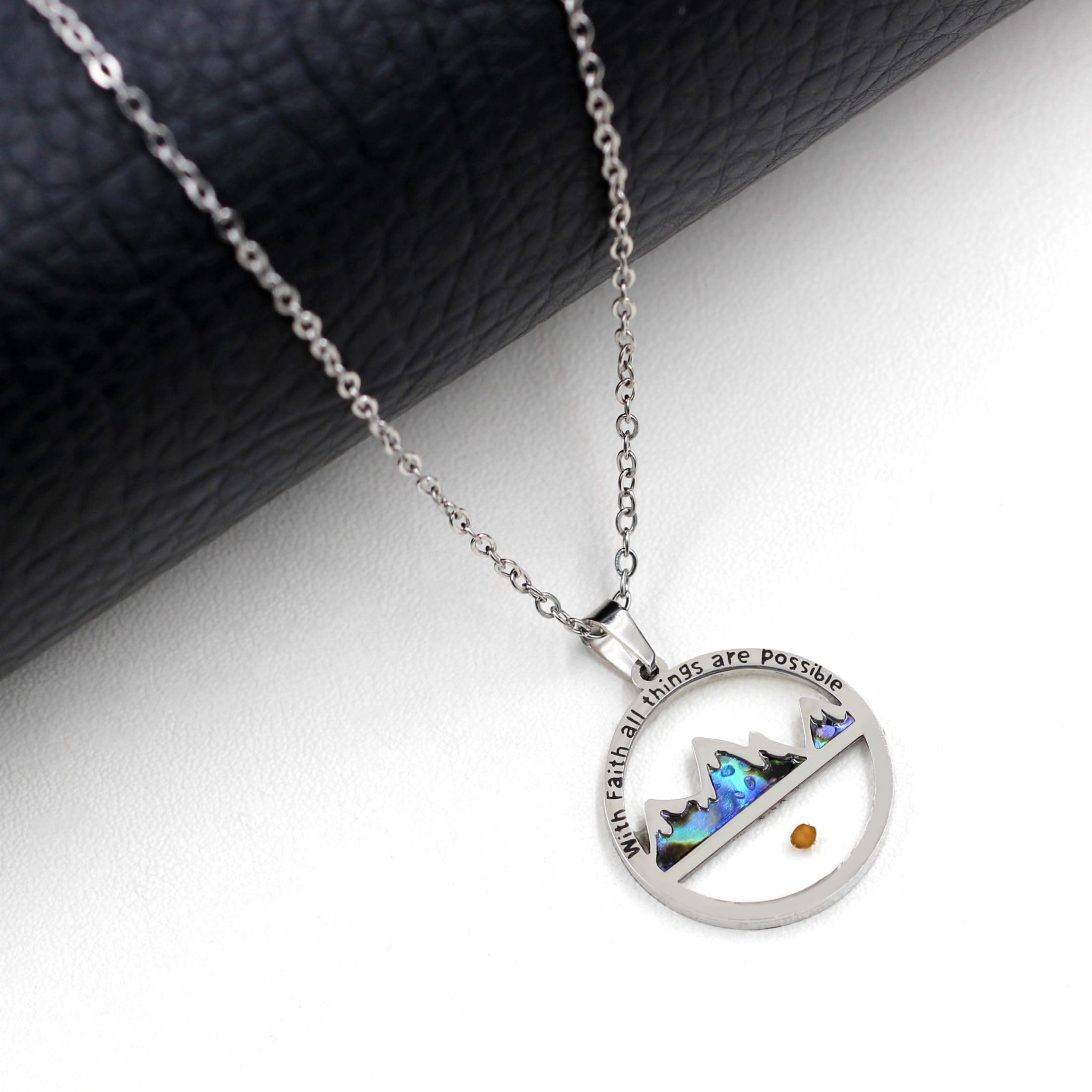 Collar con Dije Semilla de Mostaza "Con Fe Todo es Posible" Estilo Clásico