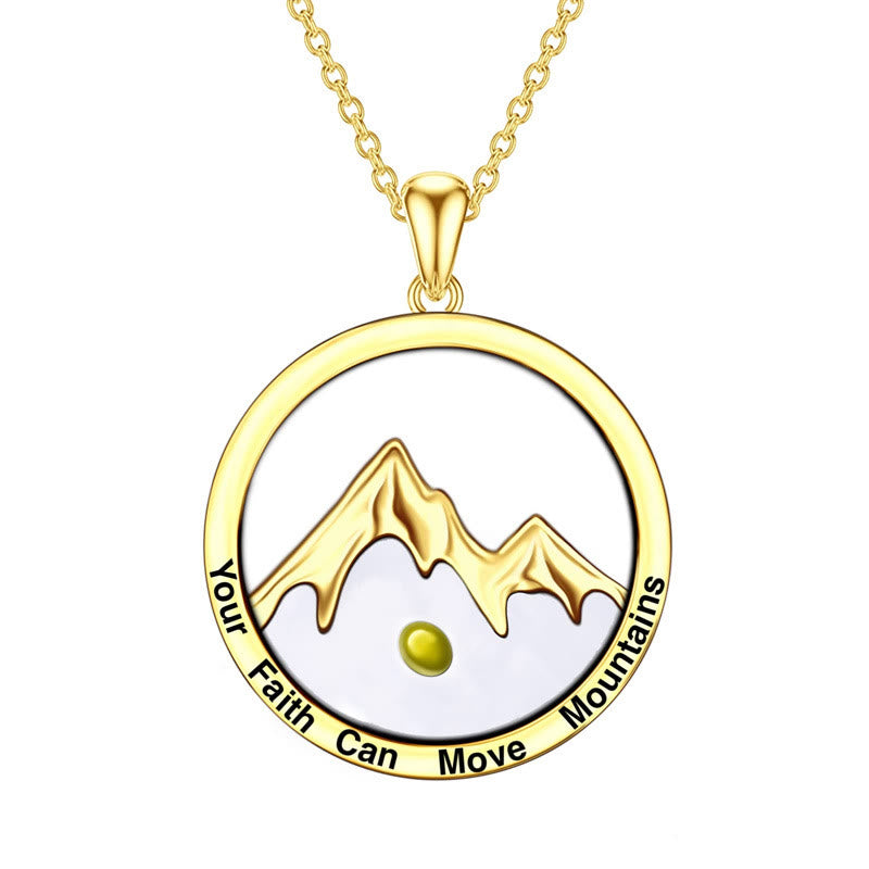 Collar con Dije de Fe Semilla de Mostaza y Montaña Estilo Moderno