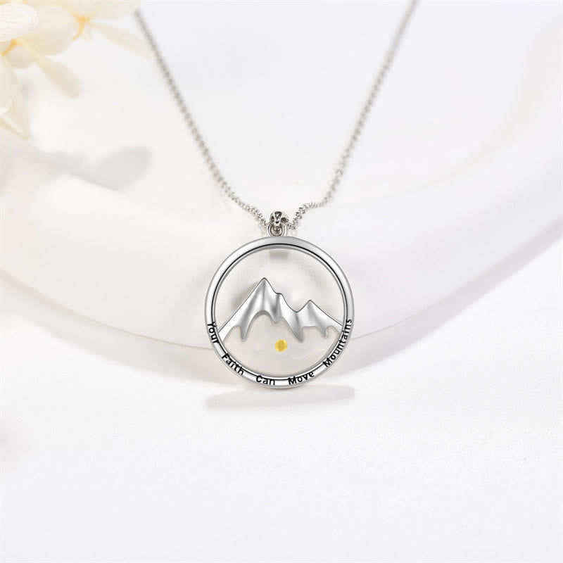 Collar con Dije de Fe Semilla de Mostaza y Montaña Estilo Moderno