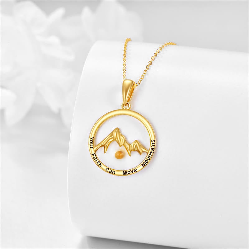 Collar con Dije de Fe Semilla de Mostaza y Montaña Estilo Moderno