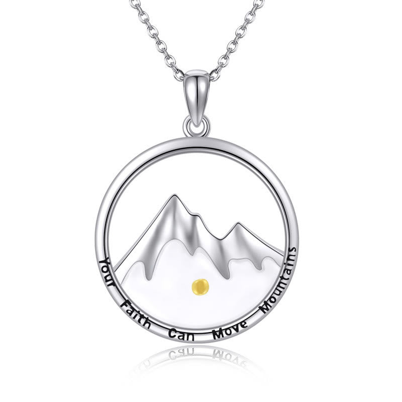 Collar con Dije de Fe Semilla de Mostaza y Montaña Estilo Moderno