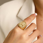 Anillo de Fe Divina con Cruz Única Estilo Clásico
