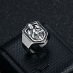 Anillo de Protección Sagrada Escudo de las Cruzadas Estilo Clásico