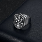 Anillo de Protección Sagrada Escudo de las Cruzadas Estilo Clásico
