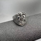 Anillo de Protección Sagrada Escudo de las Cruzadas Estilo Clásico