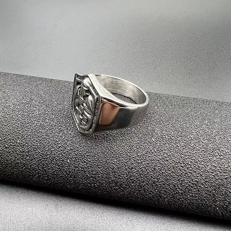 Anillo de Protección Sagrada Escudo de las Cruzadas Estilo Clásico