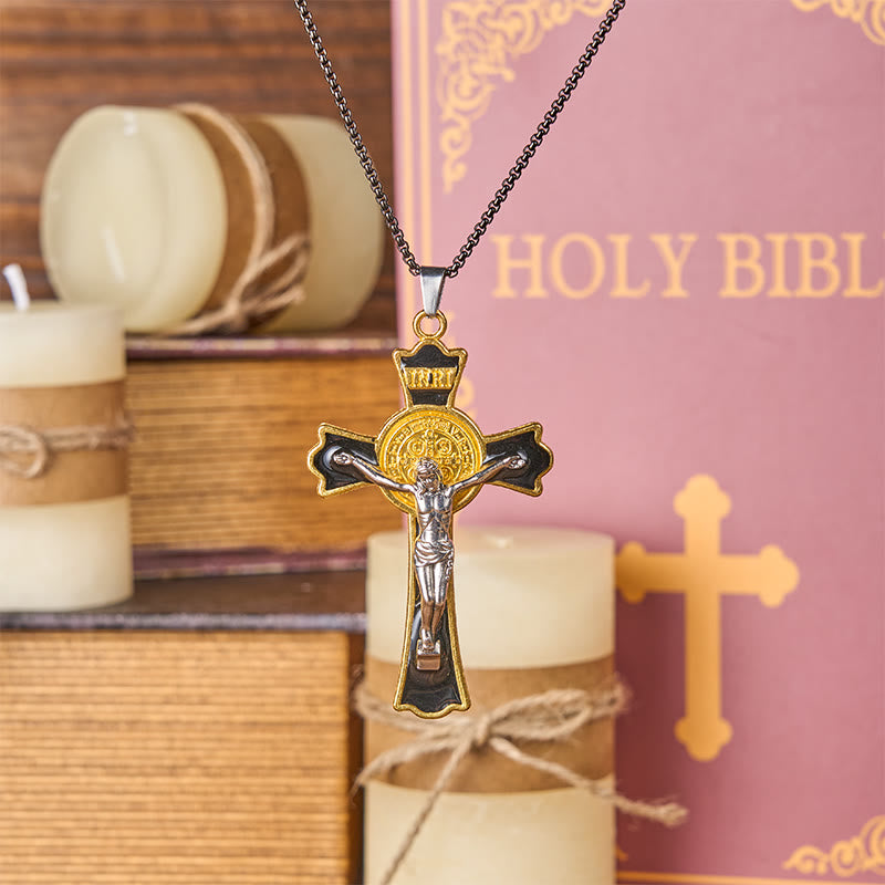 Collar con Dije de Protección Divina Crucifijo Multicolor Estilo Clásico (6 colores)