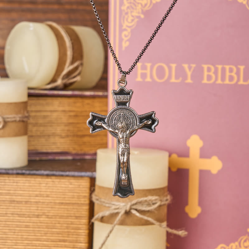 Collar con Dije de Protección Divina Crucifijo Multicolor Estilo Clásico (6 colores)