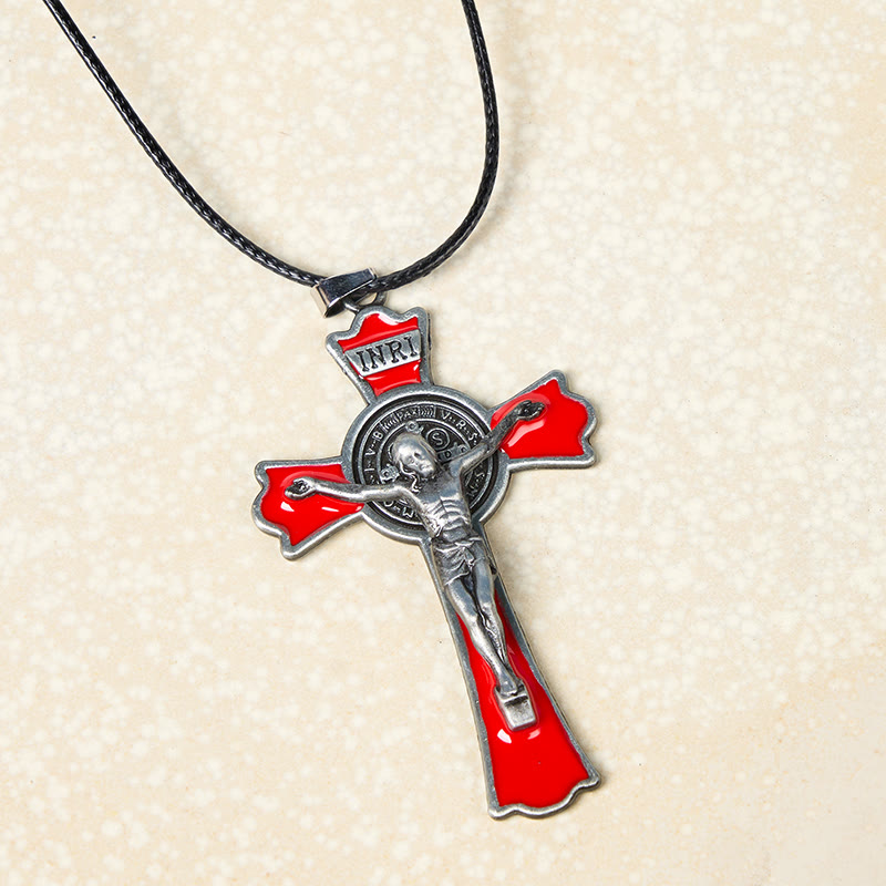 Collar con Dije de Protección Divina Crucifijo Multicolor Estilo Clásico (6 colores)