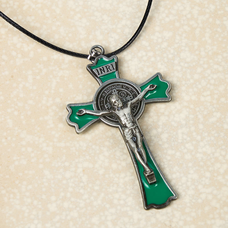 Collar con Dije de Protección Divina Crucifijo Multicolor Estilo Clásico (6 colores)