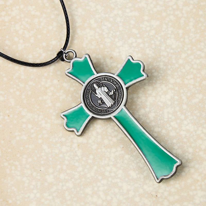 Collar con Dije de Protección Divina Crucifijo Multicolor Estilo Clásico (6 colores)