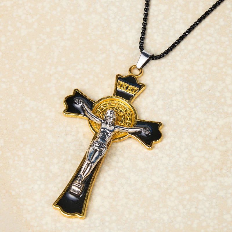 Collar con Dije de Protección Divina Crucifijo Multicolor Estilo Clásico (6 colores)