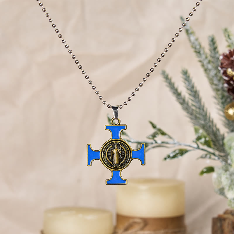 Collar con Dije de Protección Cruz de San Benito Estilo Clásico