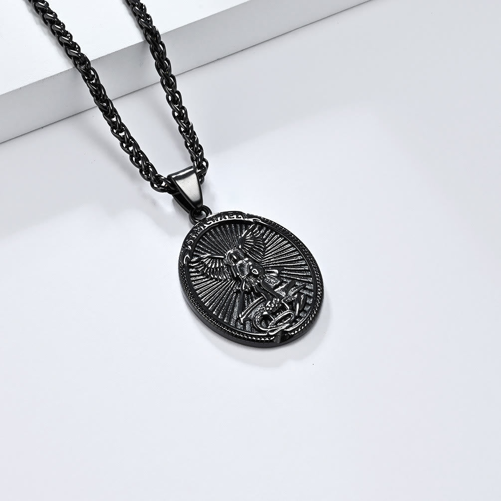 Collar con Dije de San Miguel Arcángel Efesios 6:10 Estilo Clásico