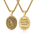 Collar con Dije de San Miguel Arcángel Efesios 6:10 Estilo Clásico