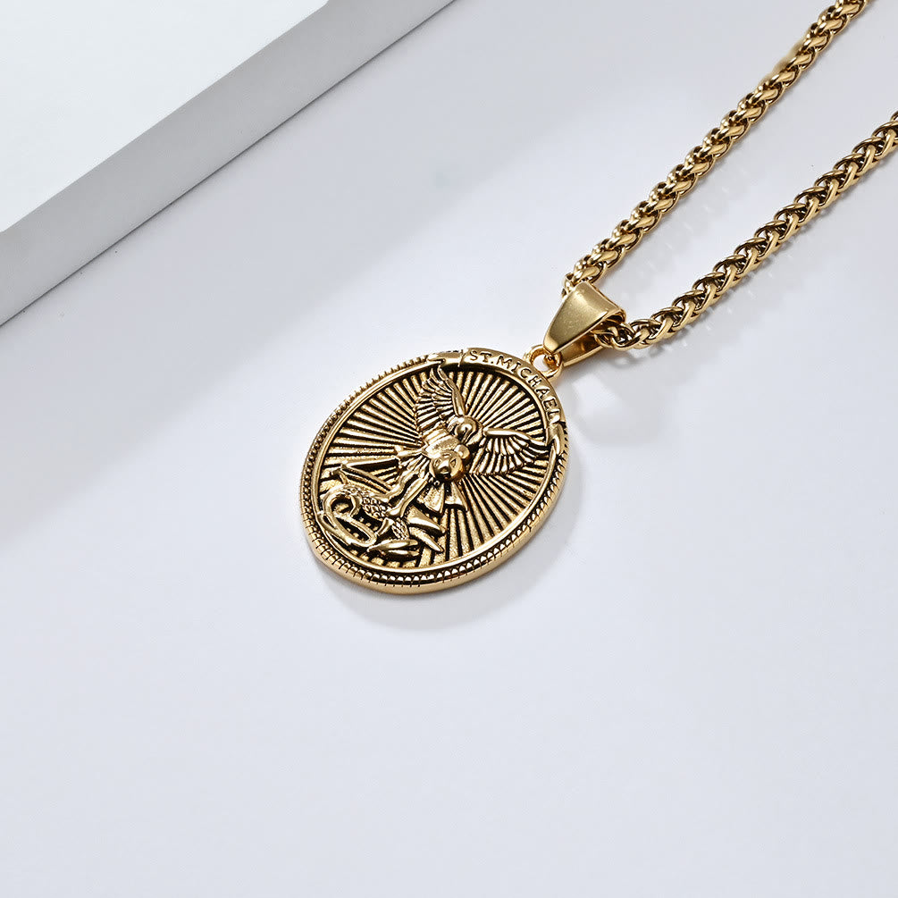Collar con Dije de San Miguel Arcángel Efesios 6:10 Estilo Clásico