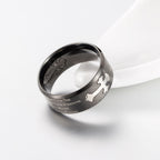 Anillo de Cruz Grabado "Fe y Fuerza" Estilo Moderno