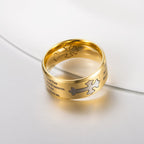Anillo de Cruz Grabado "Fe y Fuerza" Estilo Moderno