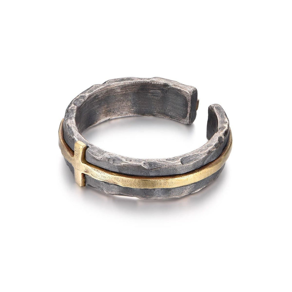 Anillo de Cruz Bendecida de Elegancia Rústica Estilo Clásico