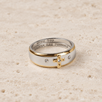 Modern Style Two-tone Gold Cross Alloy Ring(Made in Holy Land)