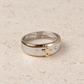 Modern Style Two-tone Gold Cross Alloy Ring(Made in Holy Land)
