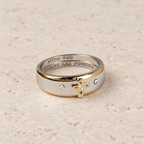 Modern Style Two-tone Gold Cross Alloy Ring(Made in Holy Land)