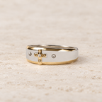 Modern Style Two-tone Gold Cross Alloy Ring(Made in Holy Land)