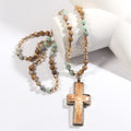 Collar de Cruz de Cuentas de Devoción Elegante Estilo Clásico