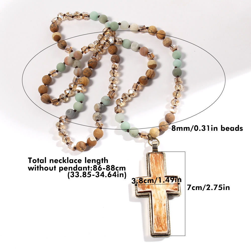 Collar de Cruz de Cuentas de Devoción Elegante Estilo Clásico