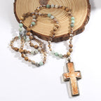 Collar de Cruz de Cuentas de Devoción Elegante Estilo Clásico