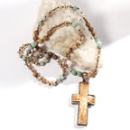 Collar de Cruz de Cuentas de Devoción Elegante Estilo Clásico
