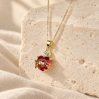Modern Style Crafted Red Gemstones Sacred Heart of Jesus Pendant