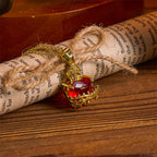 Collar con Dije del Sagrado Corazón de Jesús con Gemas Rojas Estilo Moderno