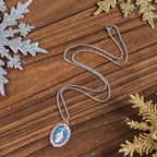 Collar con Dije en Relieve de Esmalte de la Santa Medalla Milagrosa Estilo Clásico