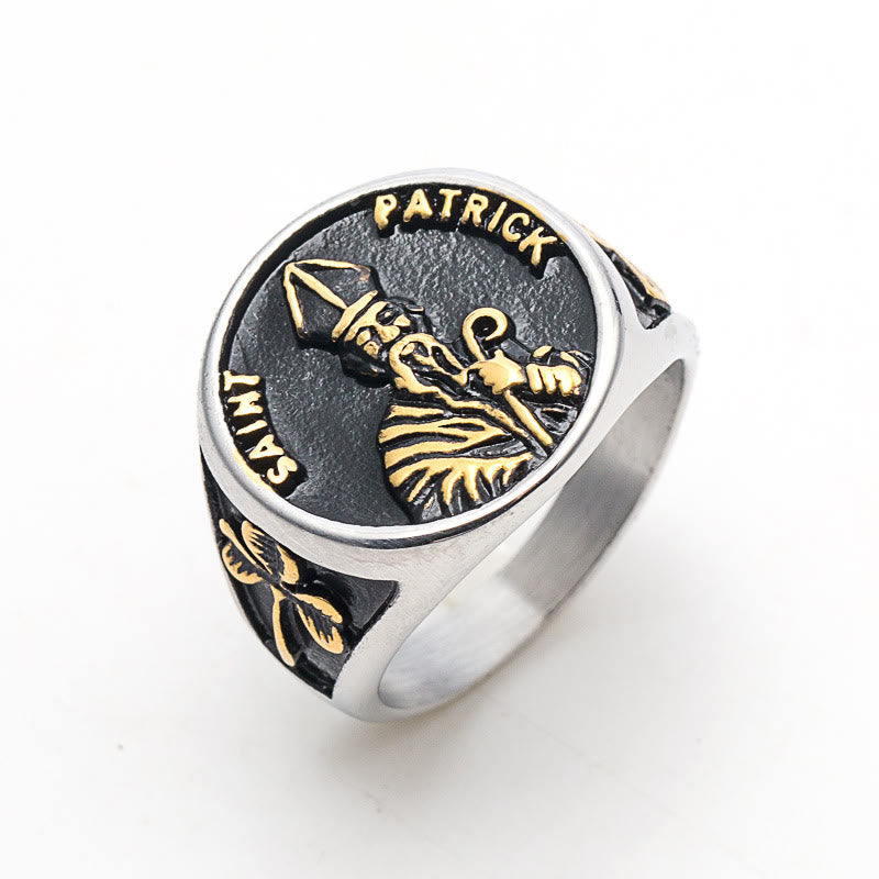 Anillo de Acero Inoxidable de San Patricio Estilo Clásico