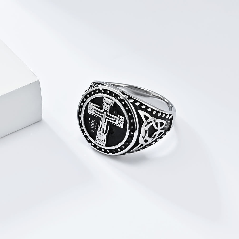 Anillo Sello de Cruz de Cruzado Medieval Estilo Vintage