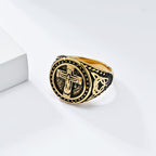 Anillo Sello de Cruz de Cruzado Medieval Estilo Vintage