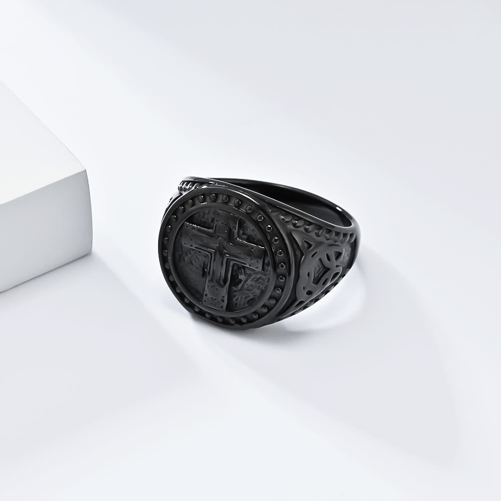 Anillo Sello de Cruz de Cruzado Medieval Estilo Vintage