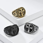 Anillo Sello de Cruz de Cruzado Medieval Estilo Vintage
